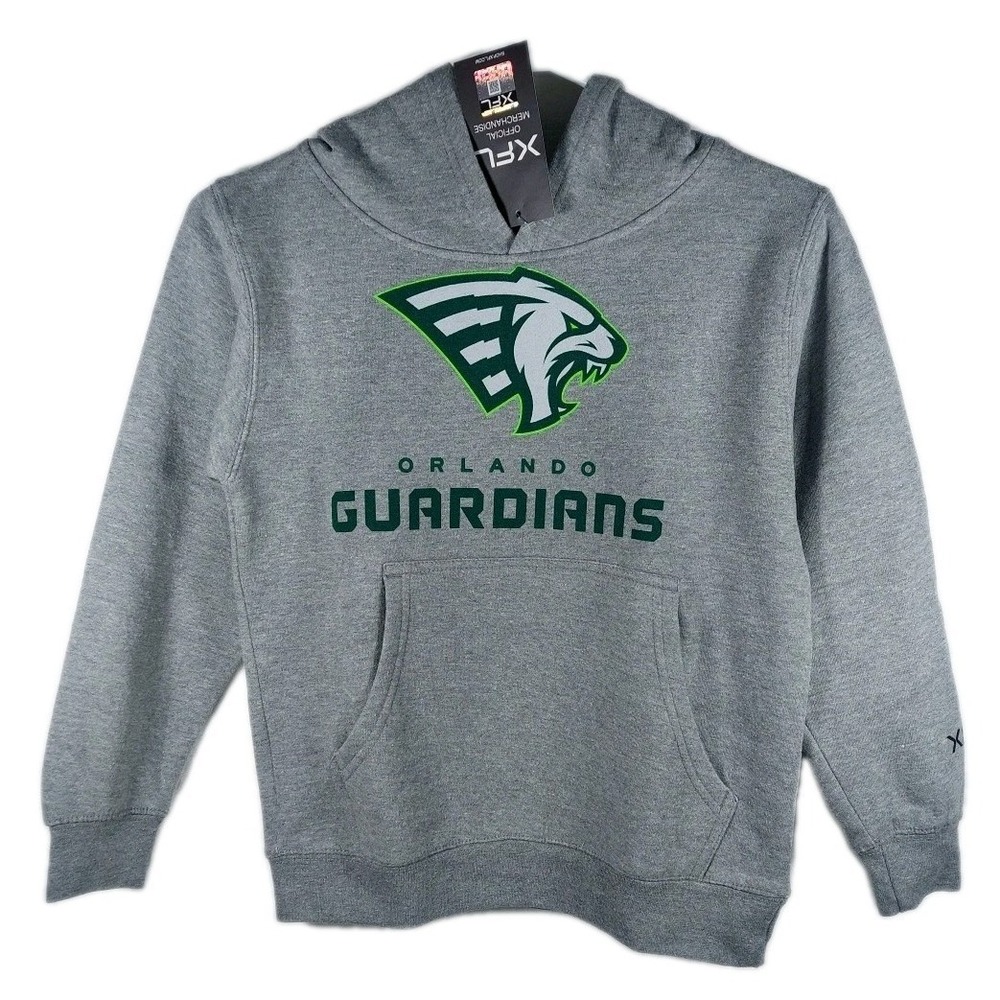 XFL Youth Size S - Orlando Guardians Lockup Logo Grey Hoodie